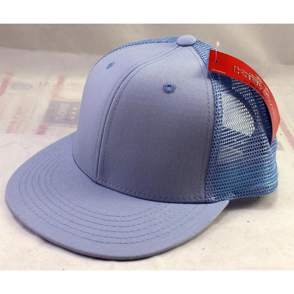 Light Blue Kids Youth Mesh Back Trucker KidZKap Hat Adjustable Cap Blank